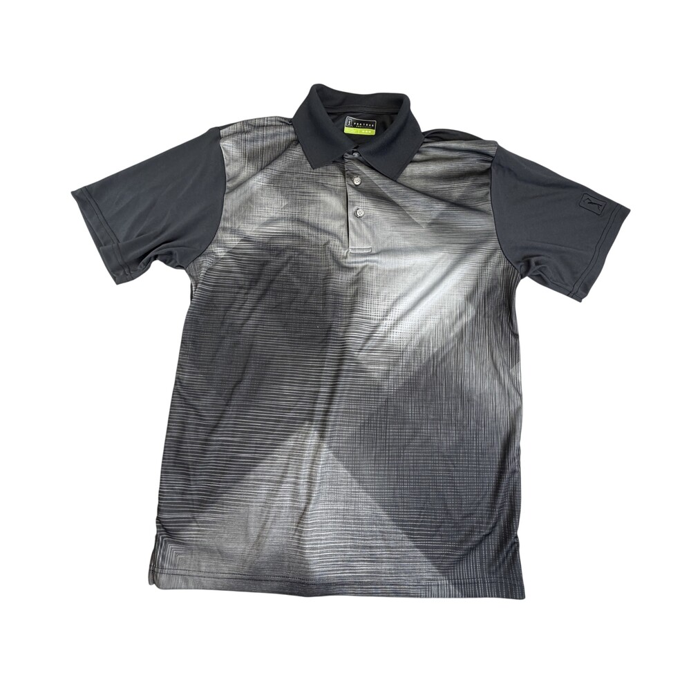 PGA TOUR Pro Series Polo Shirt Mens Medium Gray Stripe Golf Performance Knit